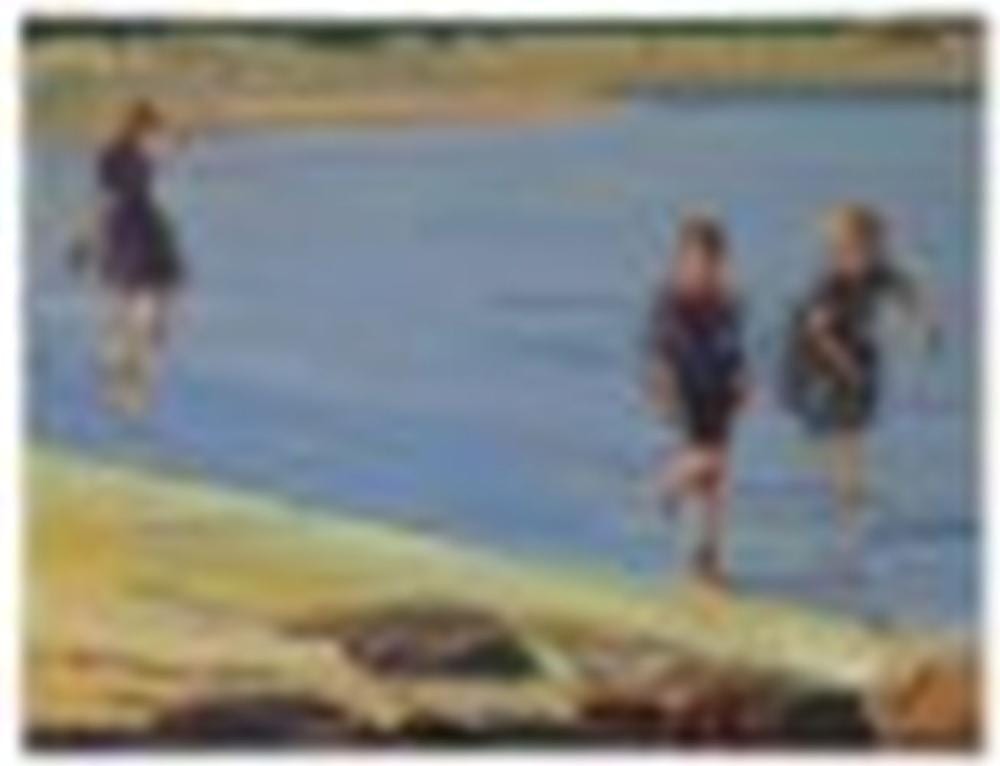 WAYNE THIEBAUD (1920 - 2021) Wading Figures oil on canvas 39 7/8 x 59 7/8 i sold by Christie's, lot 190 — auction record photograph