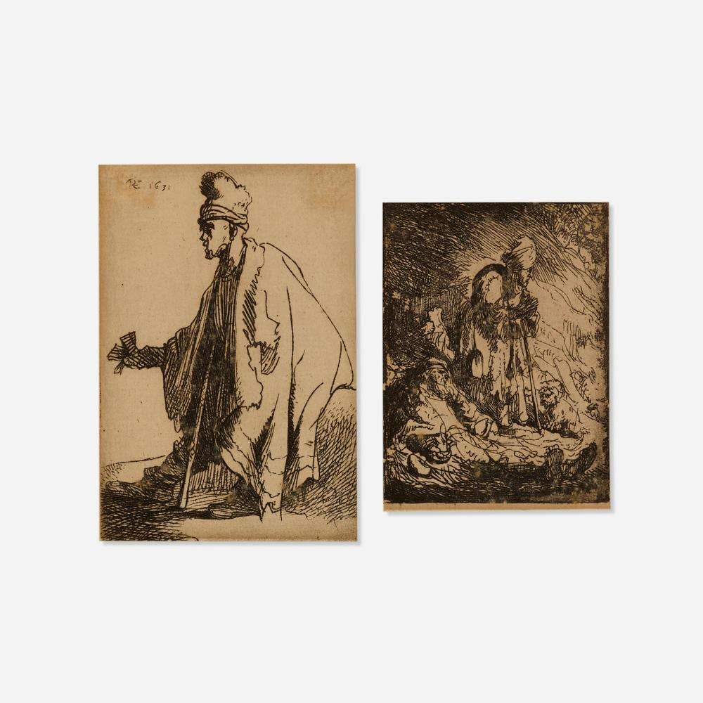 Amand Durand comparable auction result: amand durand after rembrandt the leper lazarus clep sick beggar and old beggar two works