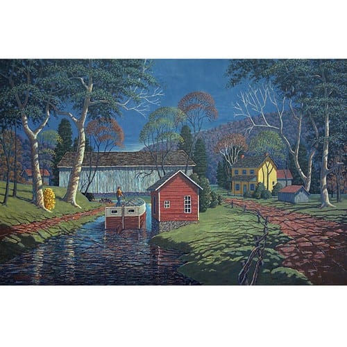 Vernon Wood comparable auction result: vernon wood american 1923 1995 point pleasant canal oil on canvas 24 x 36 signed lower left framed