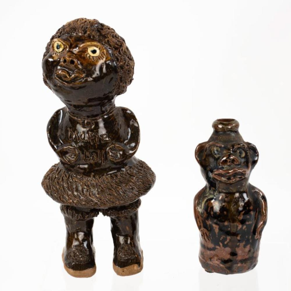 Marie Rogers comparable auction result: marie rogers two folk pottery figures