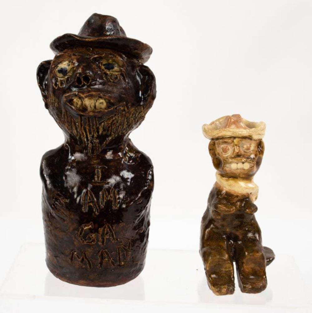 Marie Rogers comparable auction result: marie rogers two folk pottery figures