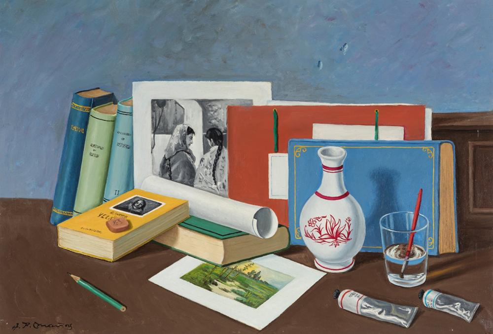 Angel Planells Cruanyes comparable auction result: angel planells cadaqu s 1901 1989 still life of books oil on canvas signed and titled in the lower left hand corner