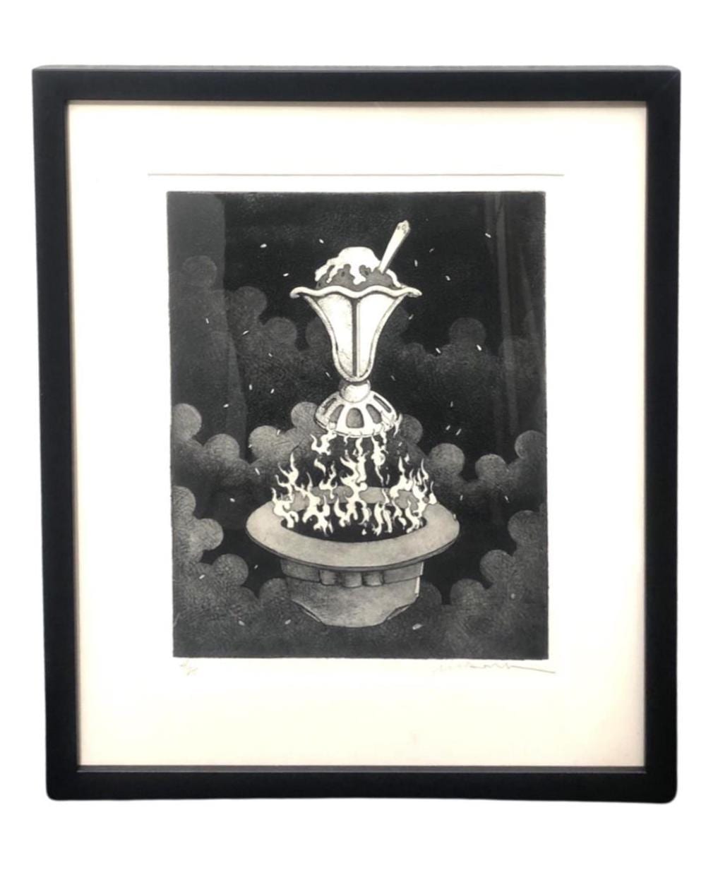 Mark McDowell comparable auction result: signed mark mcdowell rhia rhama roos etching