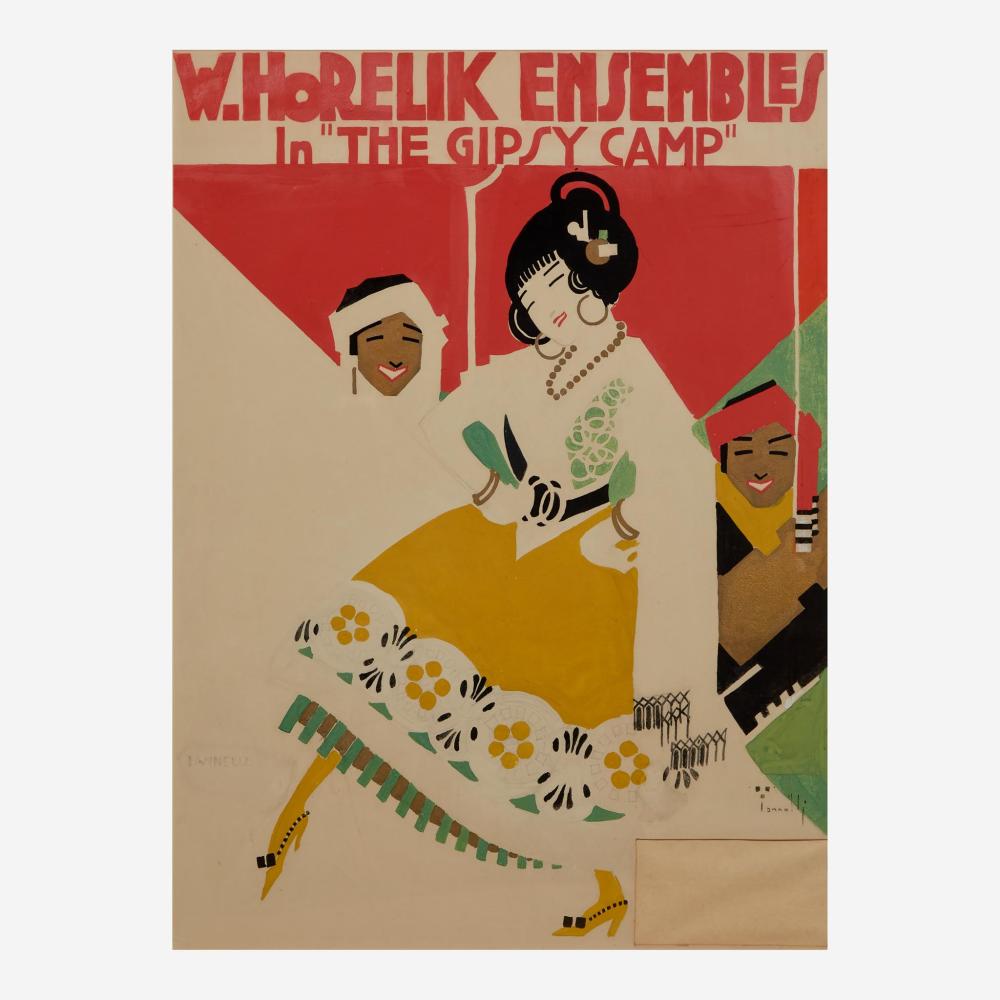 Alfonso Iannelli comparable auction result: alfonso iannelli american italian 1888 1965 original maquette for w horelik ensembles in the gipsy camp poster