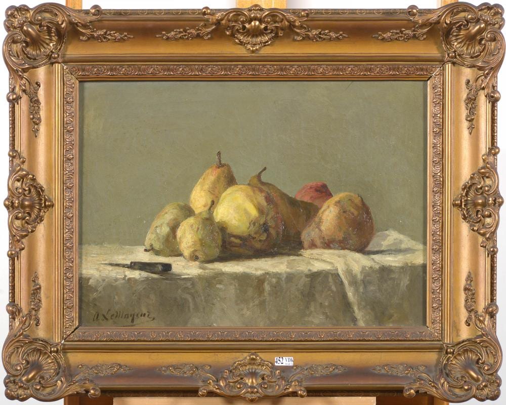 Adrien LeMayeur comparable auction result: huile sur toile nature morte aux poires sign en bas gauche a le mayeur ecole belge dim