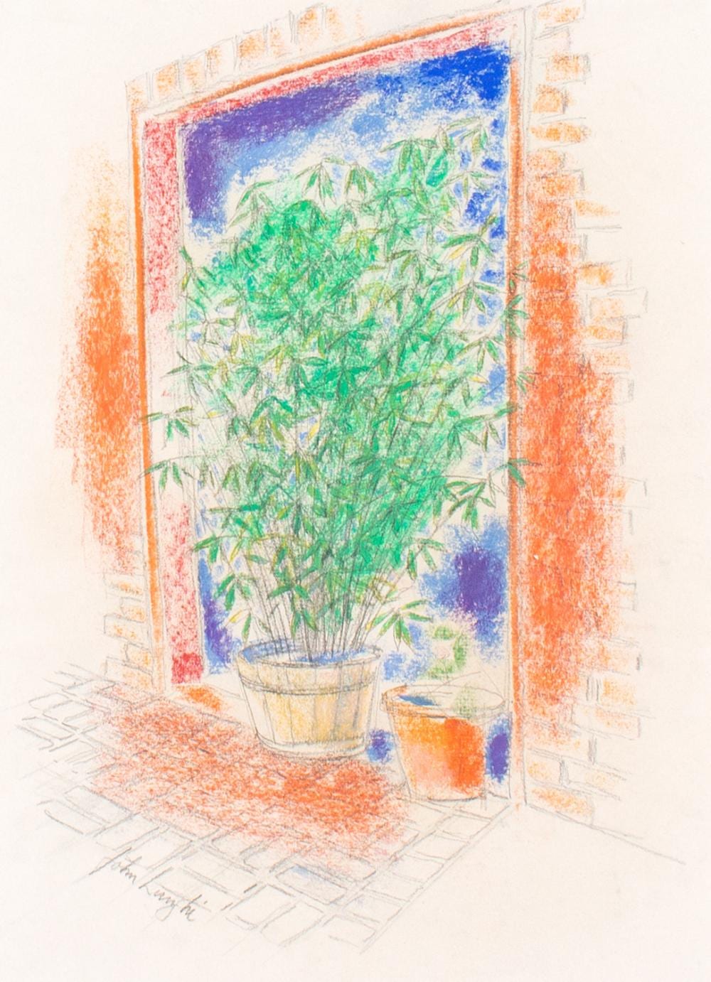 John Lunghi comparable auction result: john lunghi margaret s bamboo pastel and pencil