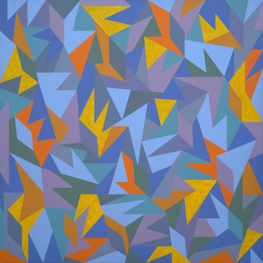 Lesley Dumbrell comparable auction result: lesley dumbrell born 1941 gamboge 1987 liquitex on canvas