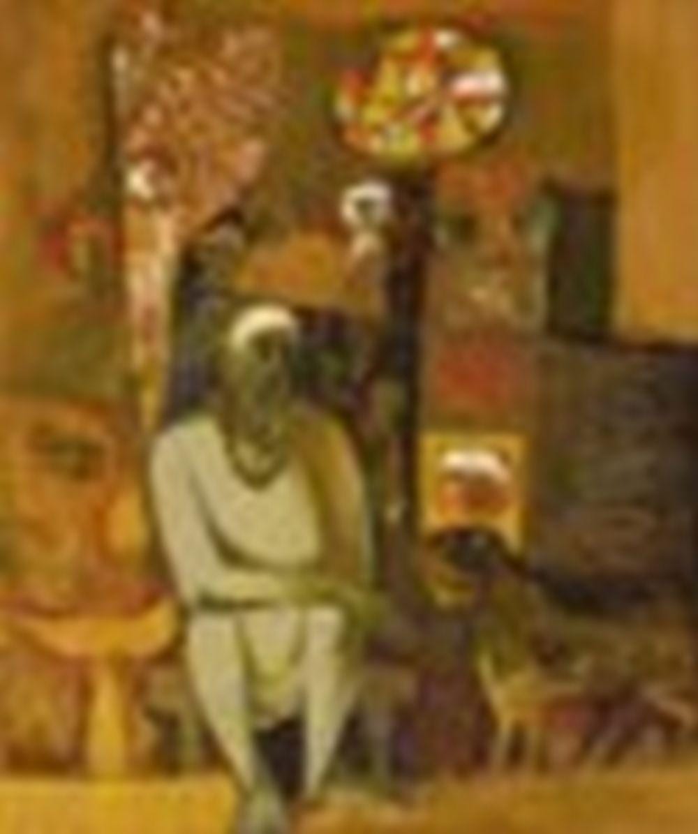 Arup Das comparable auction result: arup das 1924 2004 untitled sadhu with dog oil on canvas 36 x 30 in 9