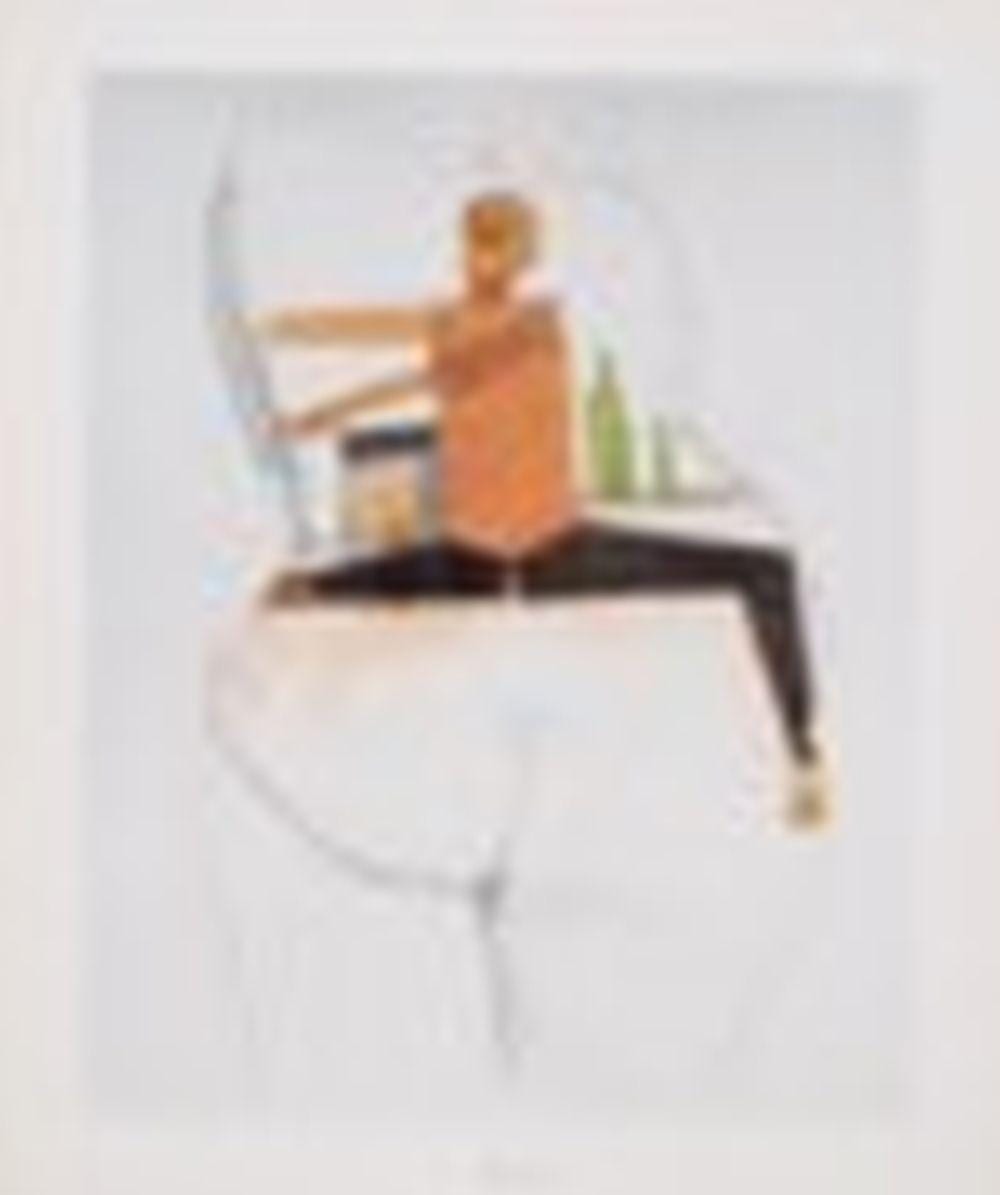 Atul Dodiya comparable auction result: atul dodiya b 1959 rider watercolor on printed paper 11 1 2 x 9 1 2 in