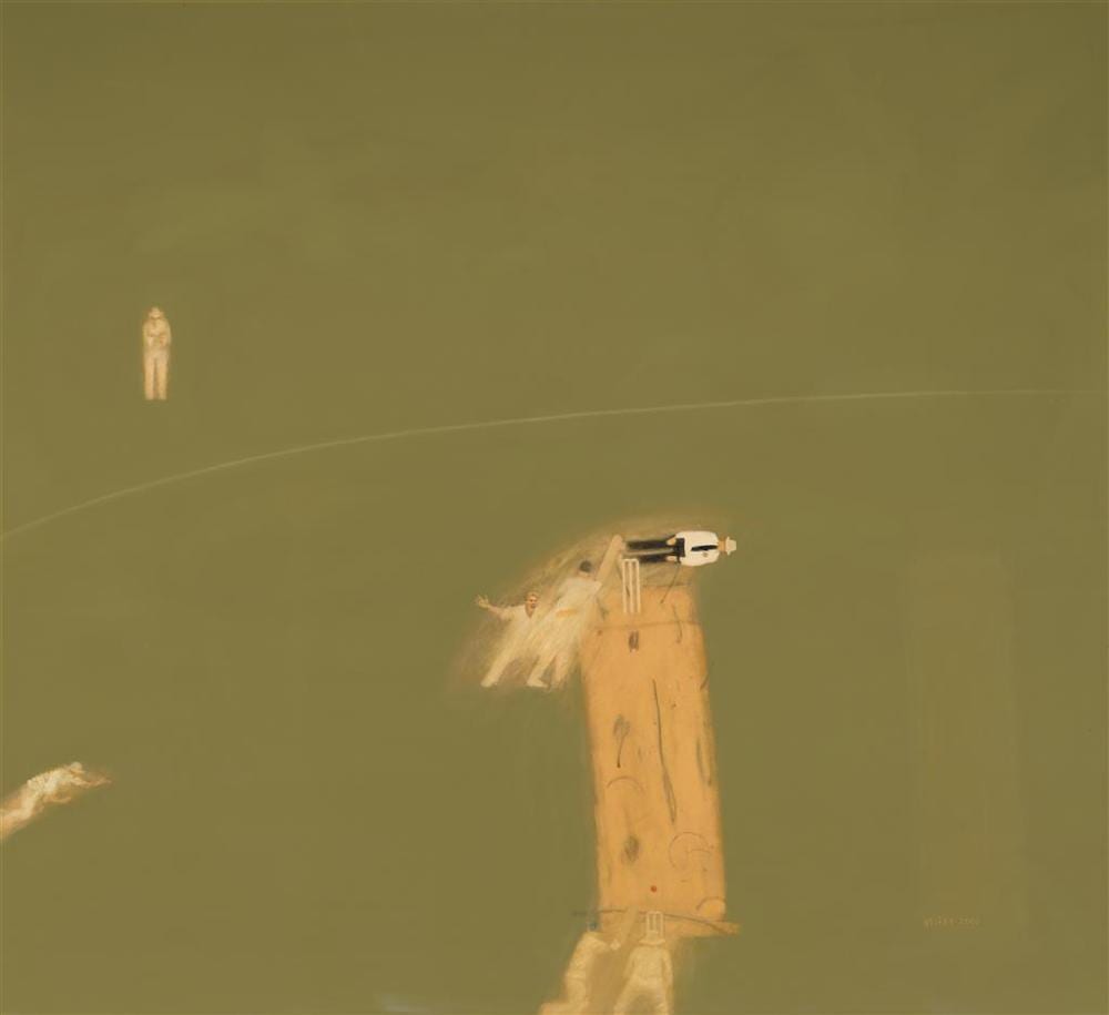 Helene Grove comparable auction result: helene grove 1946 untitled 2000 the cricketers oil on canvas 163 5 x 179 cm frame 180 x 197 x 4 cm