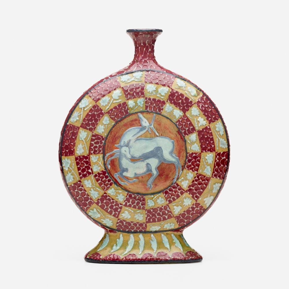 Andre Methey comparable auction result: andre methey canteen vase with deer