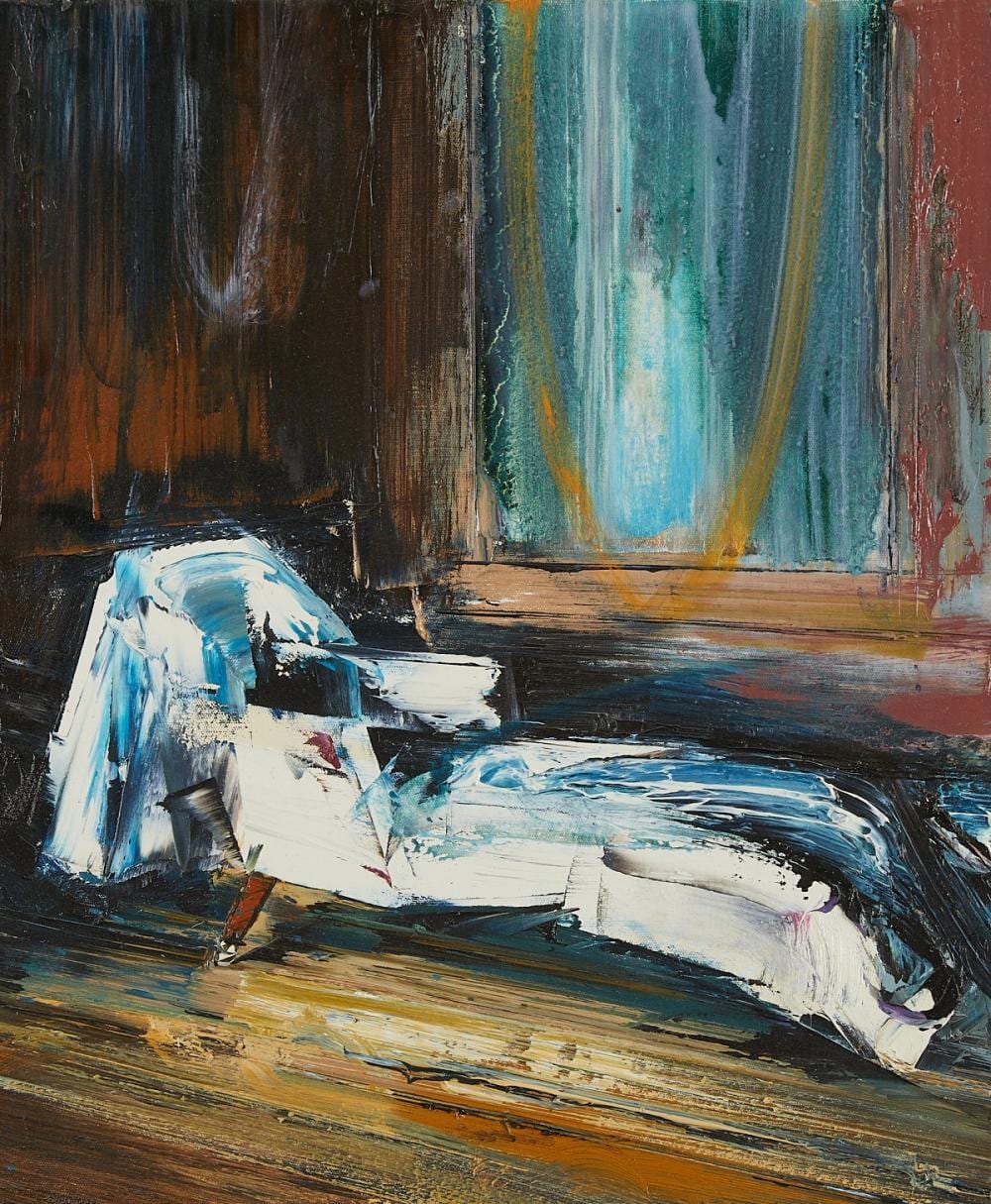 John Monks comparable auction result: john monks chaise lounge no 2 oil on canvas 2003