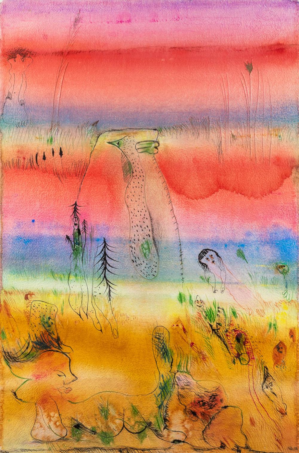 Atila (1931) comparable auction result: atila 1931 1987 abstract watercolor and pencil on paper 1968 w 60 x h 90 cm