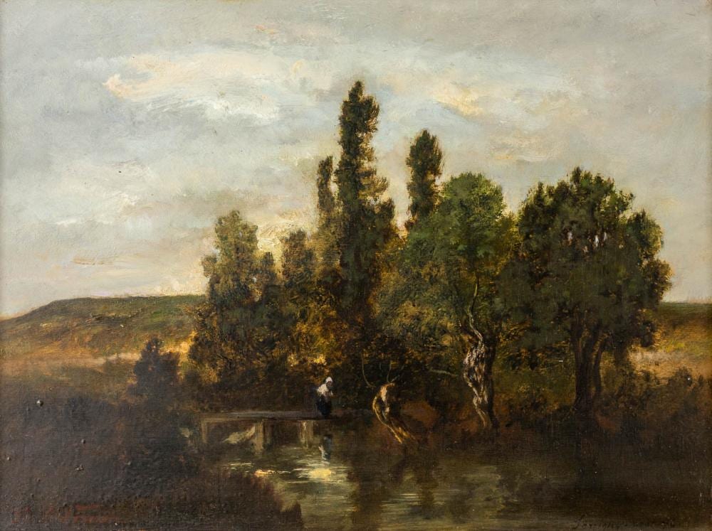 Paul Vernon comparable auction result: paul vernon 1796 1875 serrignez pont oil on panel 1876 w 23 5 x h 24 cm