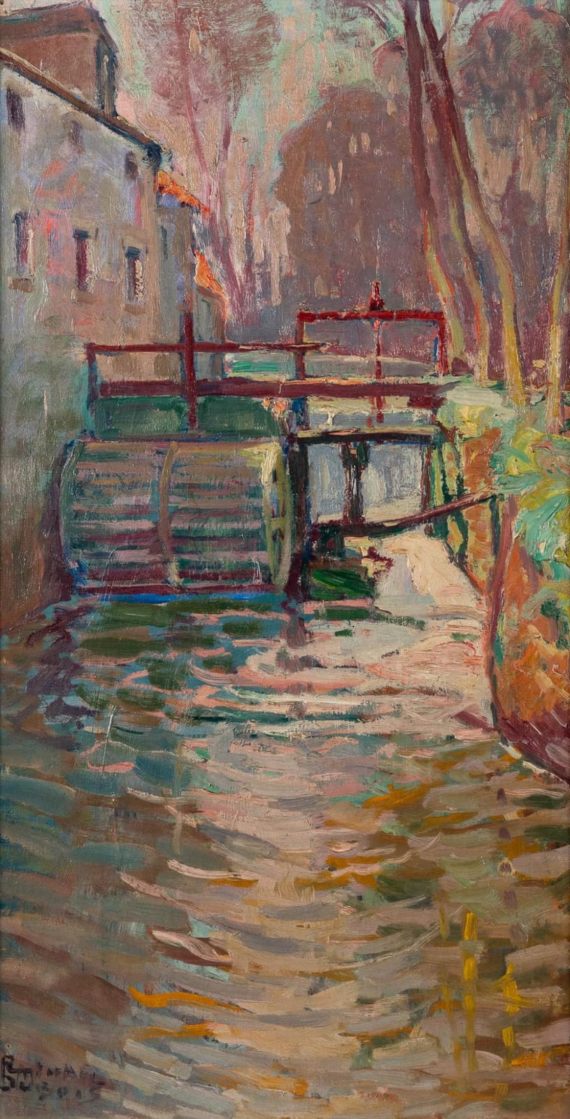 Raphaël Dubois comparable auction result: rapha l dubois 1888 1960 water mill oil on canvas w 37 x h 70 cm