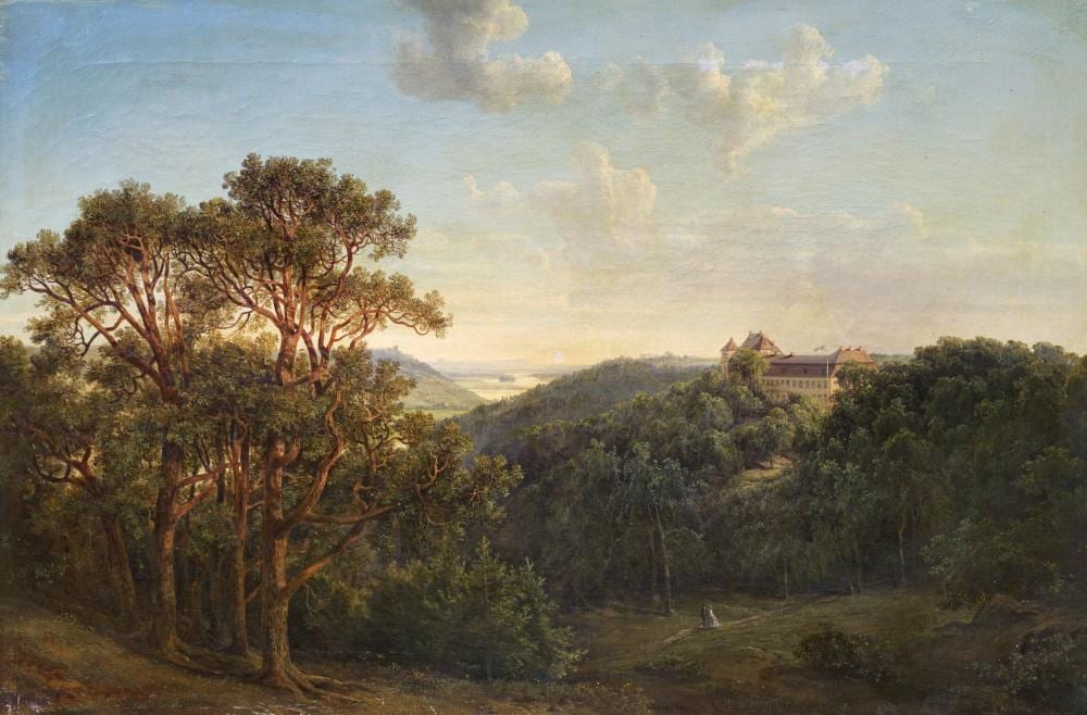 Otto Georgi comparable auction result: friedrich otto georgi schloss siebeneichen bei mei en im abendlicht 1860