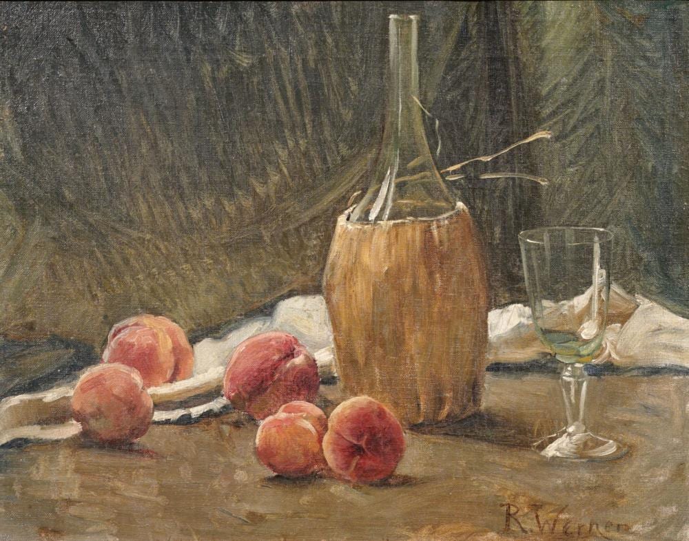 Reinhold (1864) Werner comparable auction result: reinhold werner stillleben mit pfirsichen und flasche wohl early 20th cent