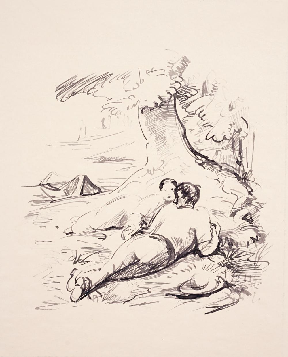 Richard Dreher comparable auction result: richard dreher liebespaar unter einem baum umschlungenes paar wohl 1920 s