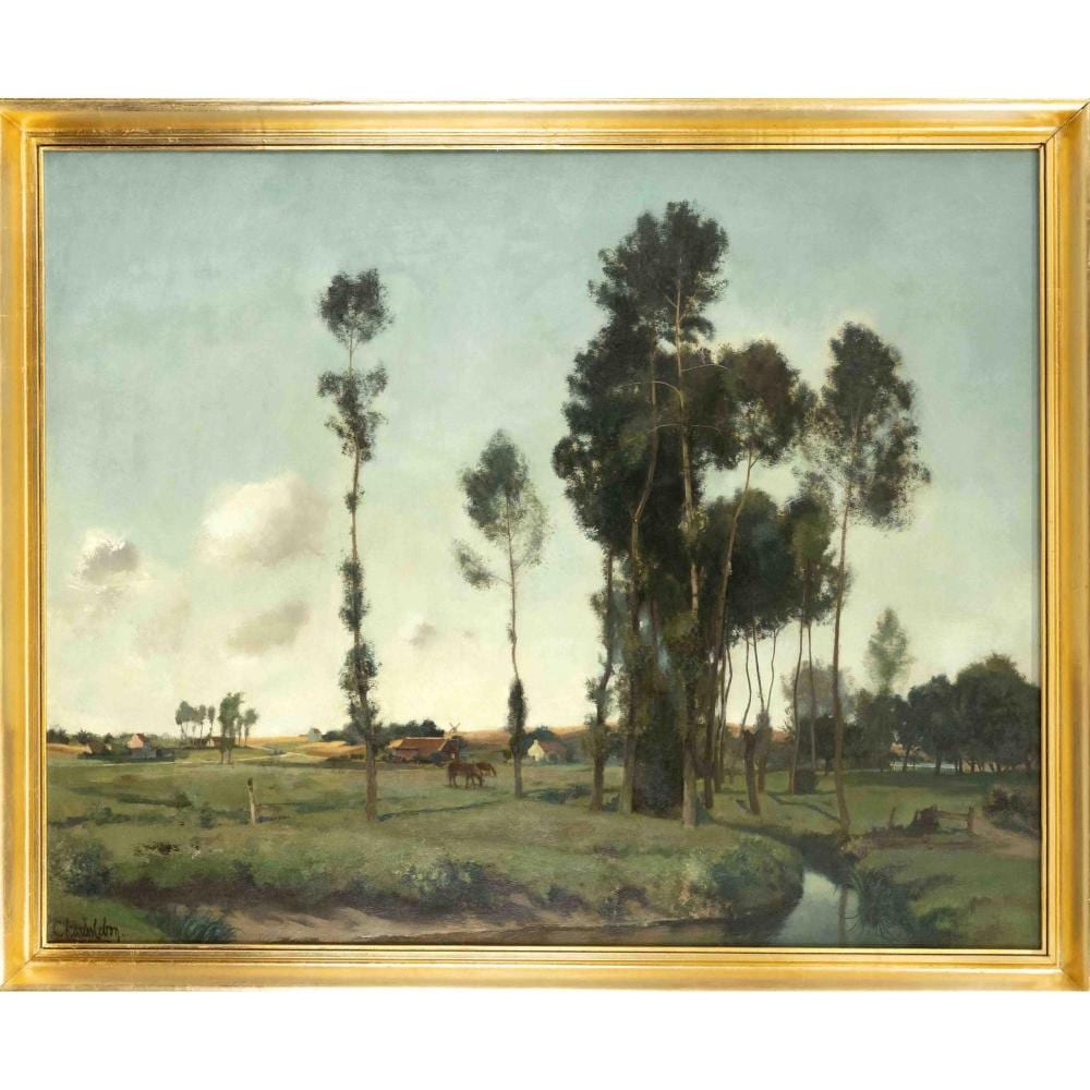 Charles Lebon comparable auction result: charles lebon 1906 1957 belgian painter large tree lined landscape with grazing horses oil on