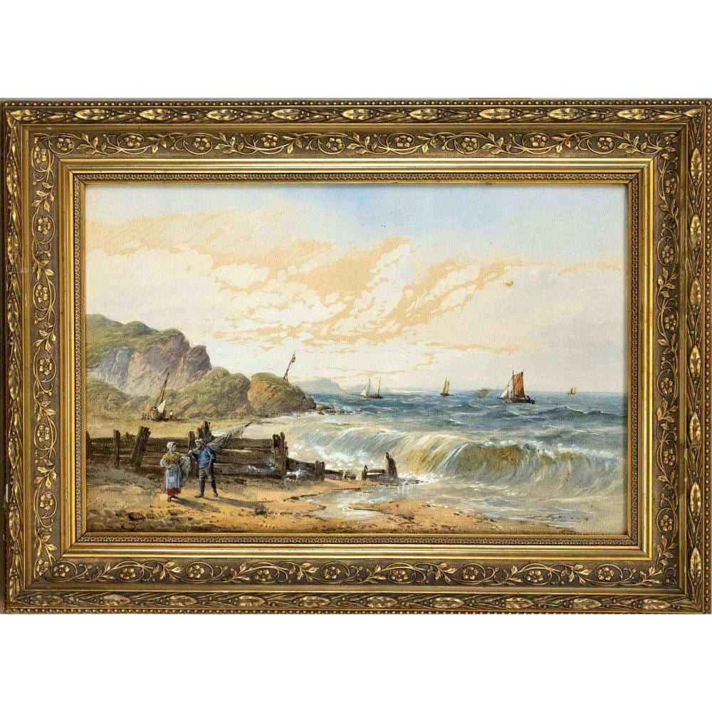 william henry vernon 1820 1909 rocky coastal landscape with boats and fishermen couple · Historia Auctionata · 2023-04-04 William H. Vernon comparable auction result: william henry vernon 1820 1909 rocky coastal landscape with boats and fishermen couple