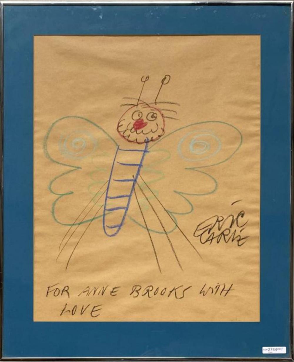 Eric Carle comparable auction result: eric carle fanciful butterfly colored drawing