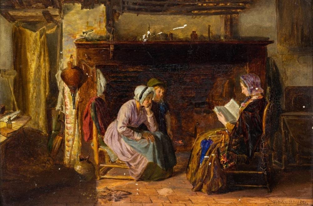 william henry knight british 1823 1863 reading time by the hearth oil on panel signed and d · Roseberys · 2023-03-29 William Henry (1823) Knight comparable auction result: william henry knight british 1823 1863 reading time by the hearth oil on panel signed and d