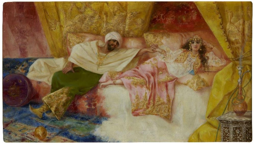 antonio rivas spanish 1845 1911 in the harem oil heightened with scratching out on canvas s · Roseberys · 2023-03-29 Antonio Rivas comparable auction result: antonio rivas spanish 1845 1911 in the harem oil heightened with scratching out on canvas s