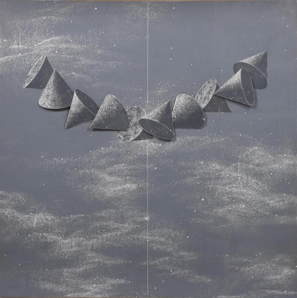 John Willenbecher comparable auction result: john willenbecher american b 1936 large painting capriccio acrylic on paper with collage signed john willenbecher 1978 label