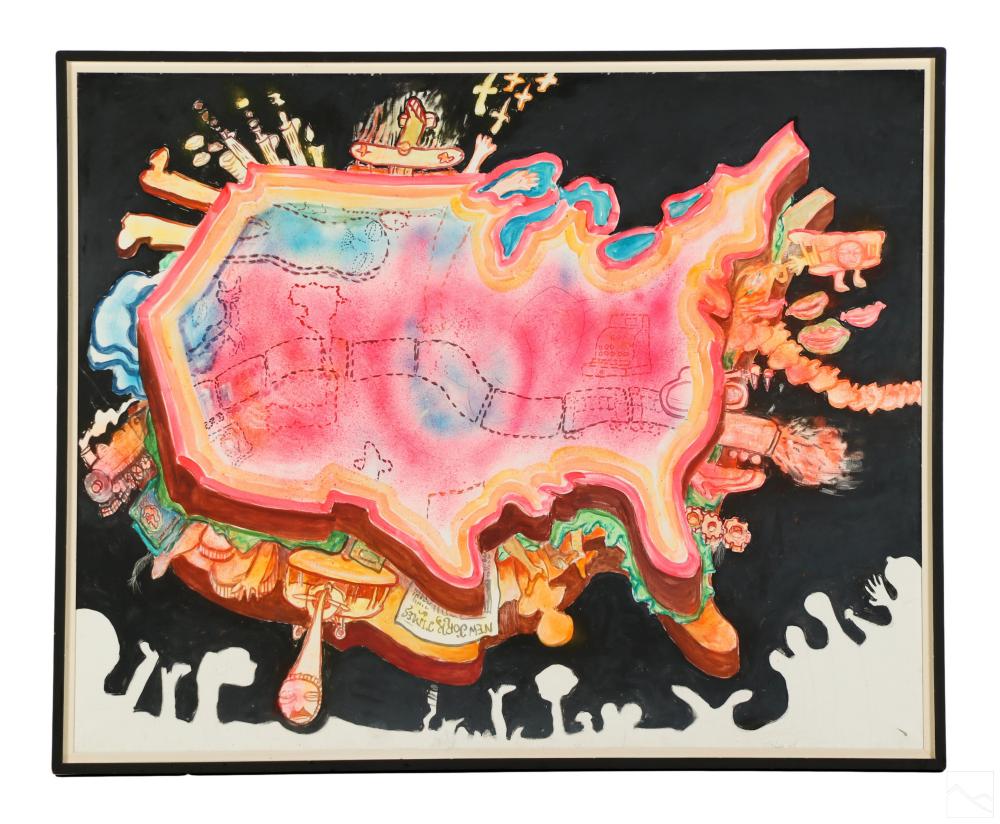 Hugh Weiss comparable auction result: hugh weiss 1925 2007 pop art american map painting