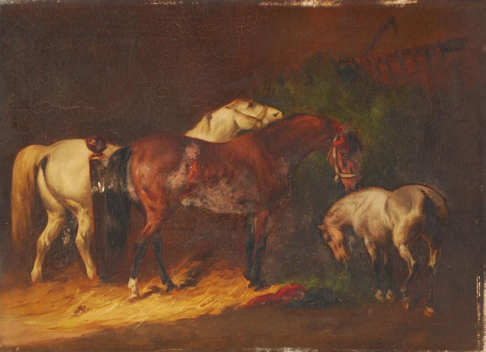 Jean Delvin comparable auction result: jean delvin 1853 1922 cheval devant l curie