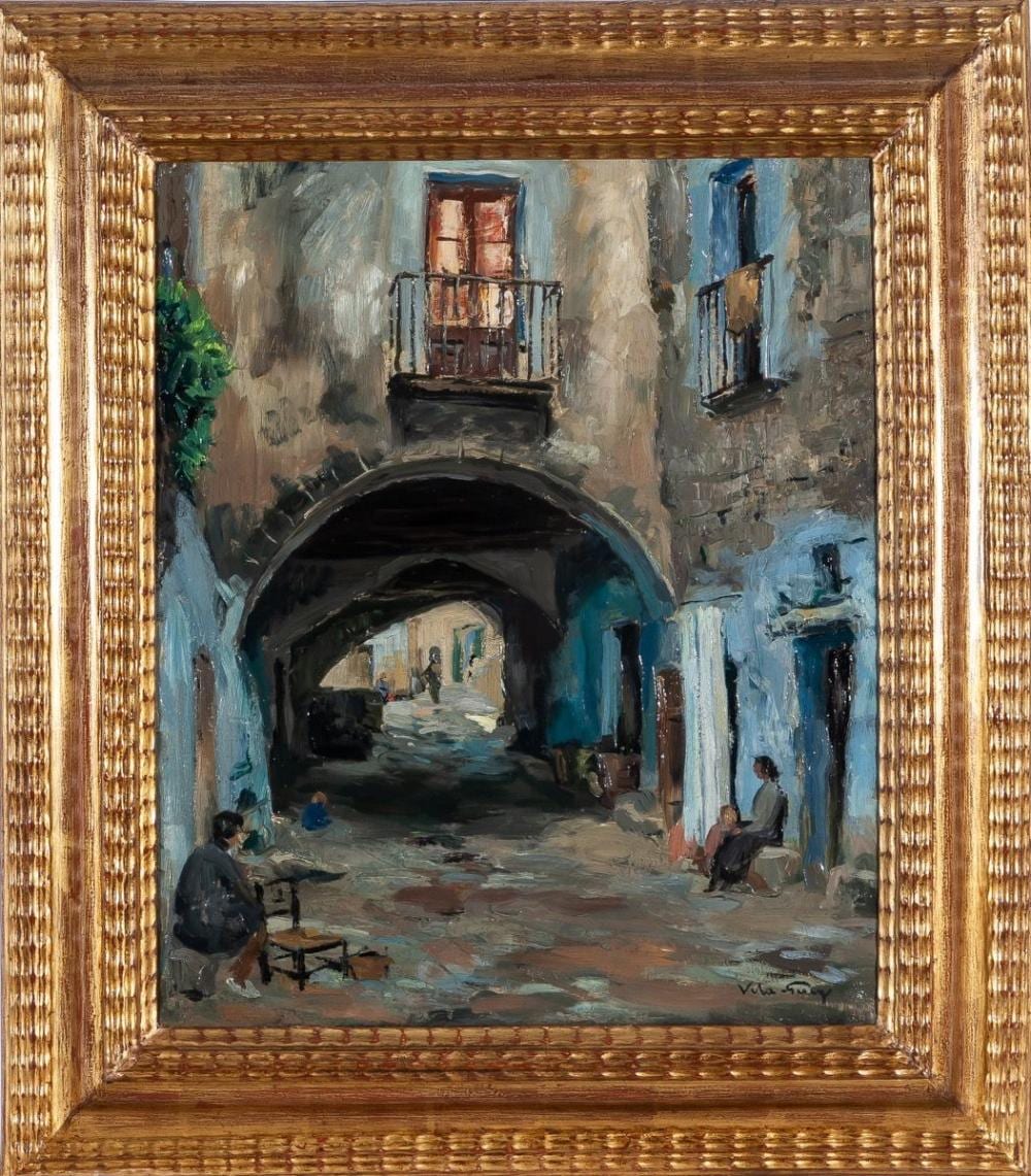 Joan Vila Puig comparable auction result: joan vila puig san quirce de tarassa barcelona 1892 1963 narrow street