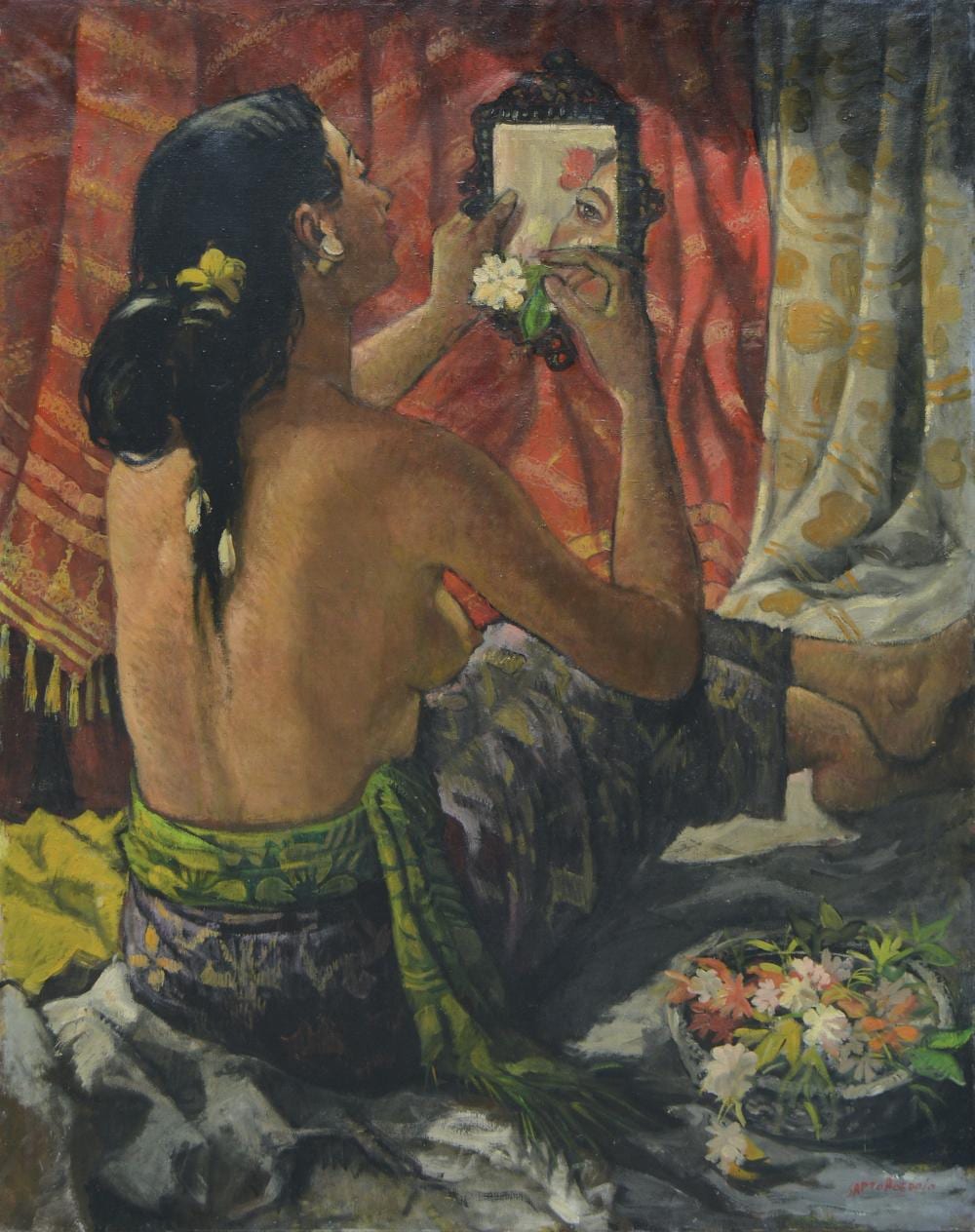Sapto Hoedojo; Balinese Lady Making Her Toilet comparable sale