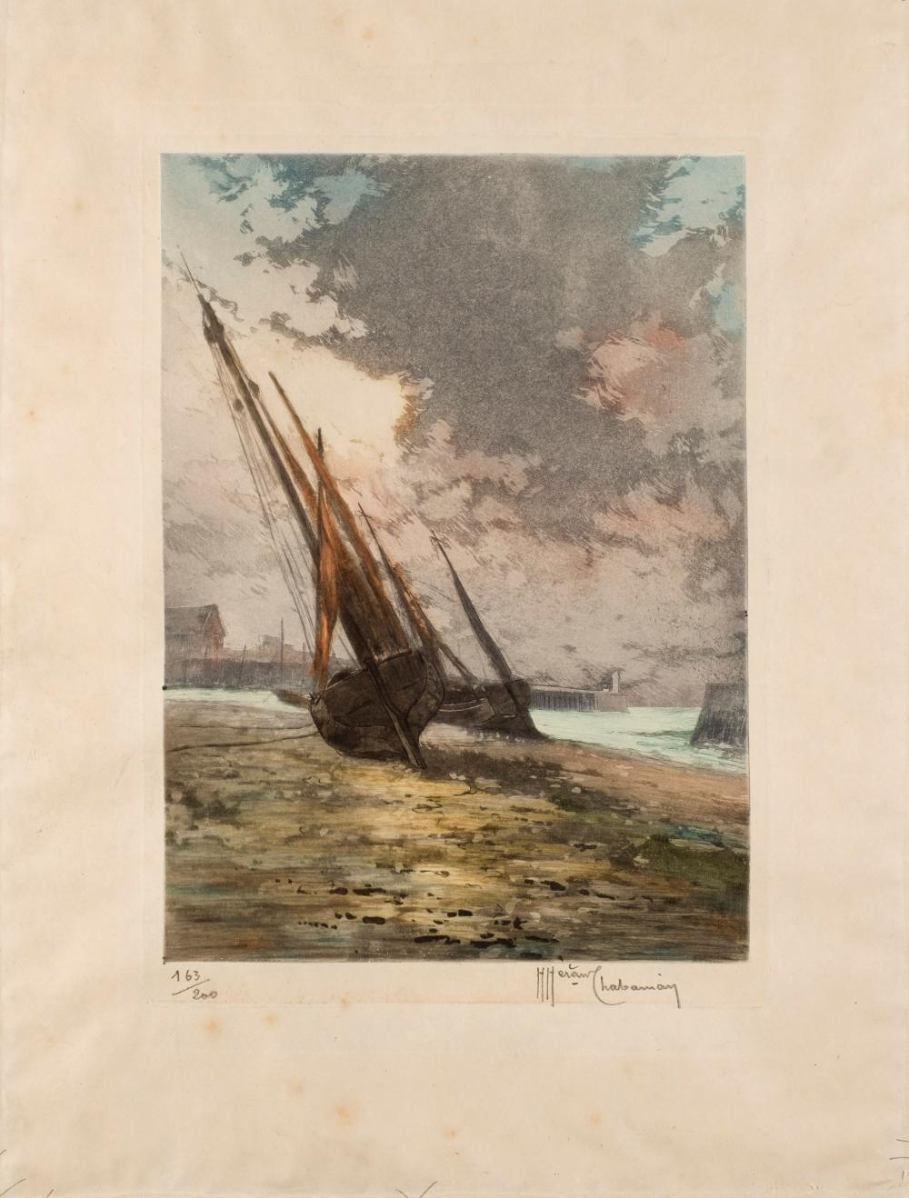 Héran Chaban comparable auction result: chabanian watercolor engraving