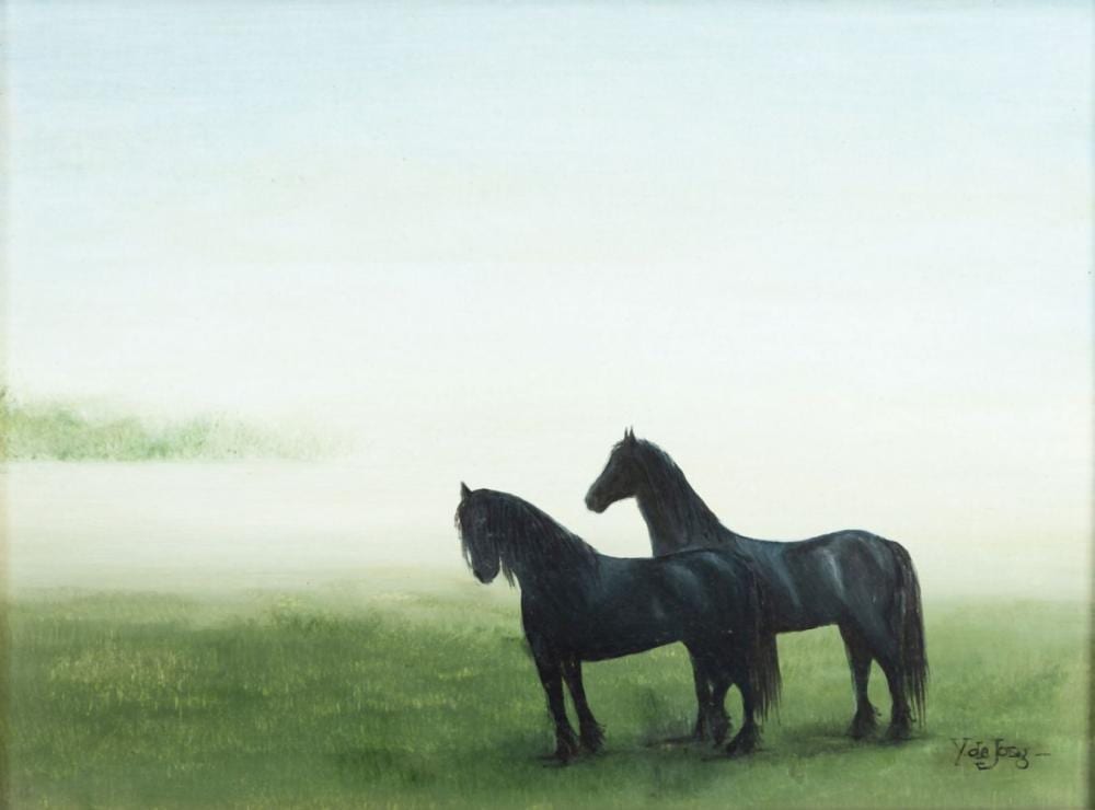 Ytje de Jong comparable auction result: ytje de jong 1948 twee paarden in de mist