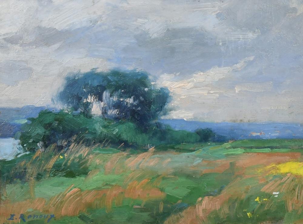 Ernest Renoux comparable auction result: ernest renoux 1863 1932 french paysage a meulan oil on board signed 9 5 x 12 5 24 x 32cm waterhou