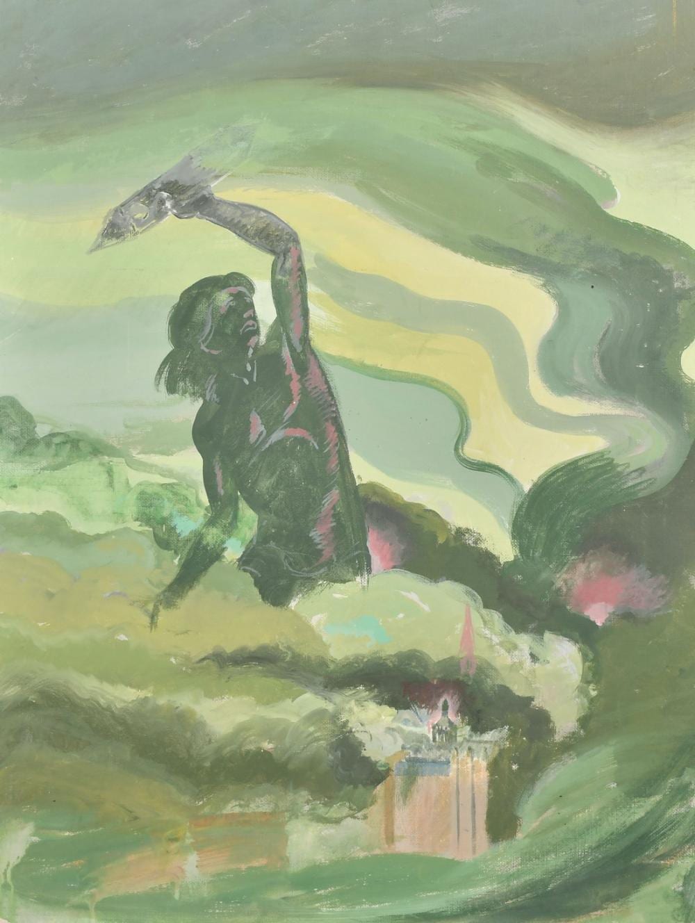 Peter Gardner comparable auction result: peter gardner b 1928 british titan in downing street oil on board signed with initials and dated 1967