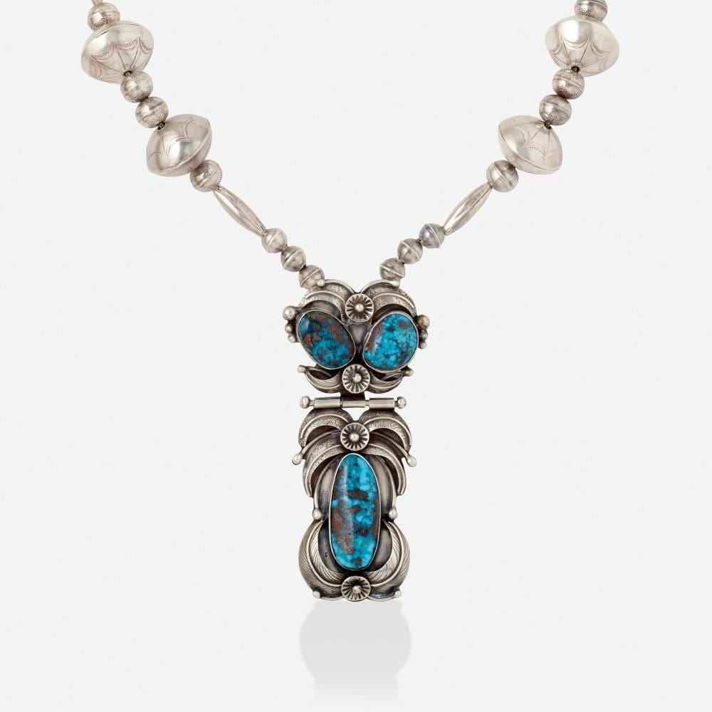 Gary Johnson comparable auction result: gary johnson navajo turquoise and silver necklace