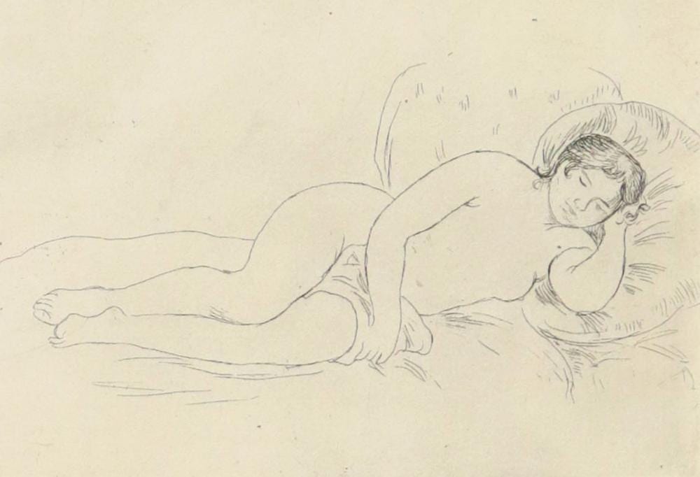 AFTER PIERRE-AUGUSTE RENOIR ETCHING, FEMME COUCHEE sold by Austin Auction Gallery, lot 396 — auction record photograph