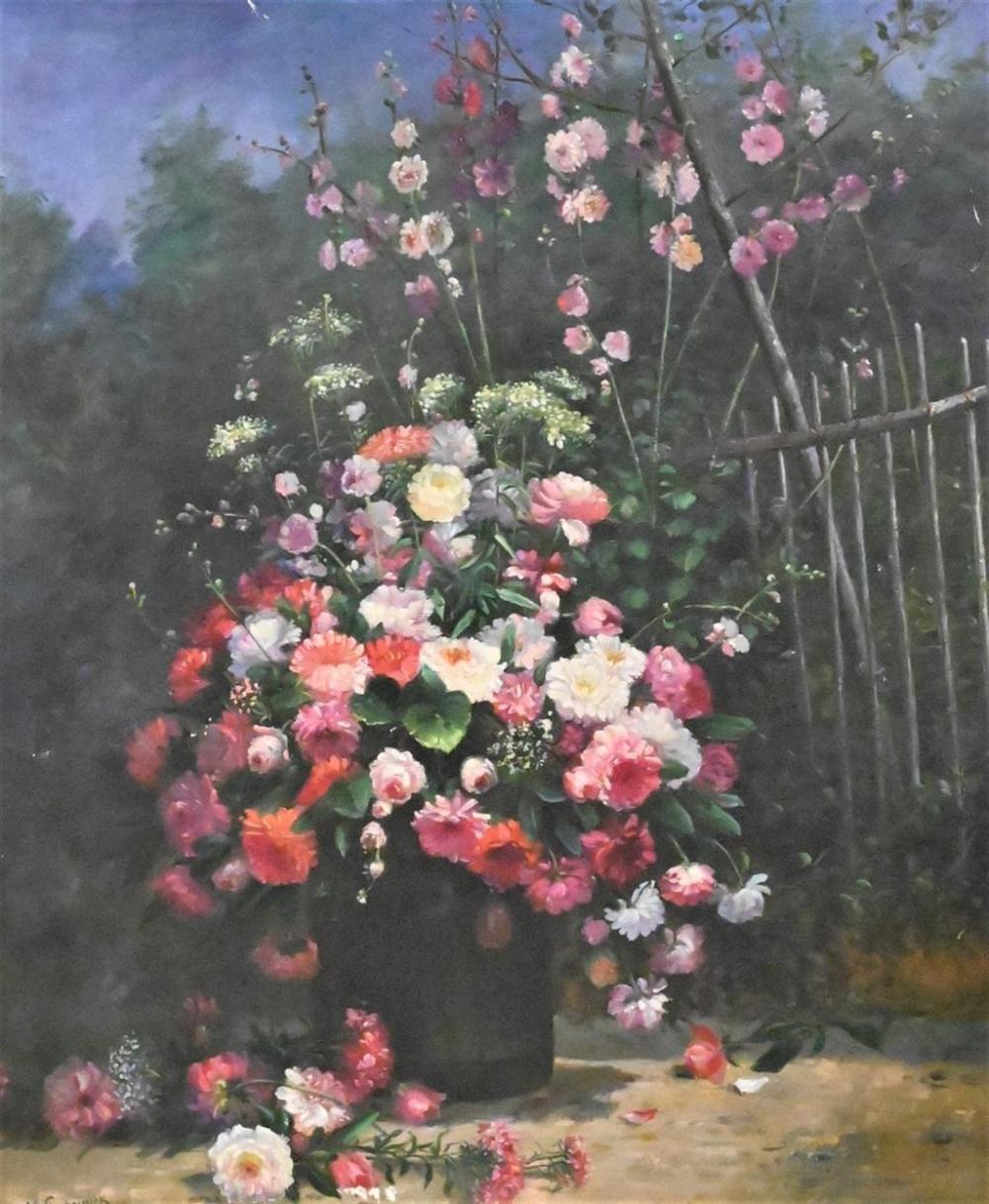 Jean Capeinick comparable auction result: jean capeinick belgium 1838 1890 still life of bouquet of pink flowers oil on canvas signed lower left j capeinick 21 3 4