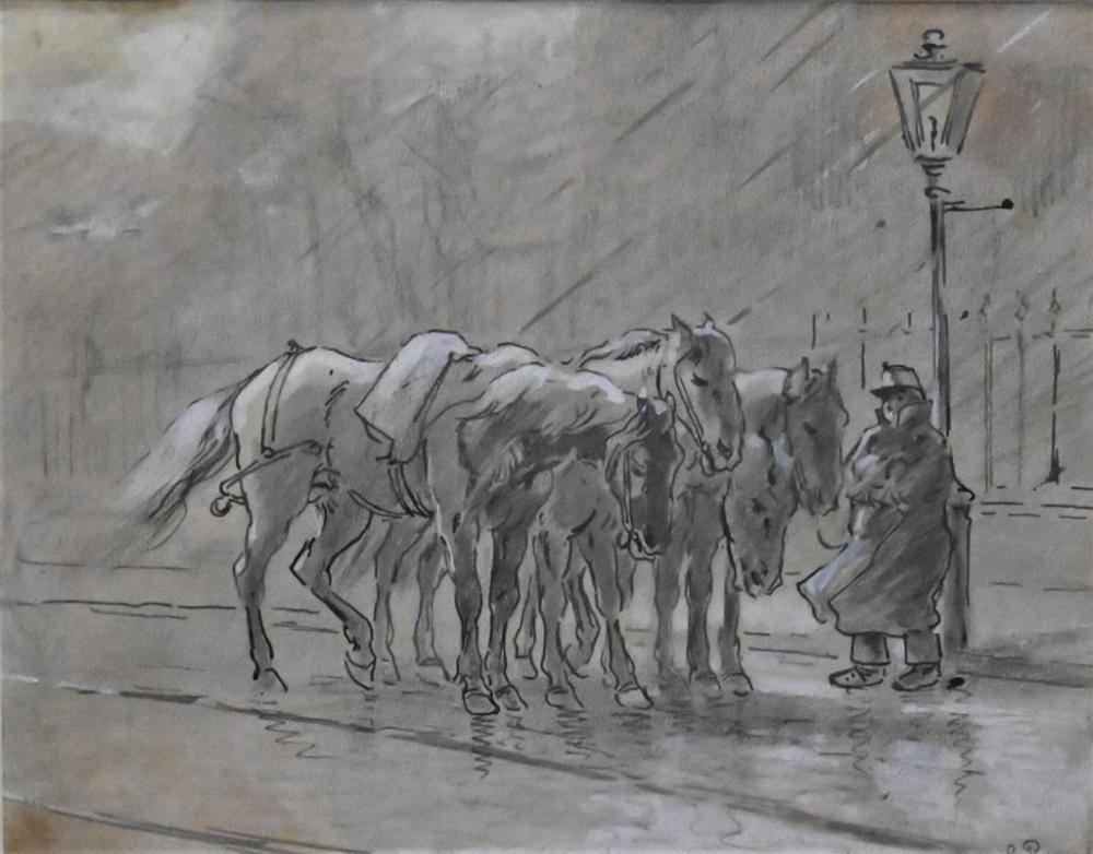 emil rumpf 1860 1948 four carriage horses and man by street light ink and gouache on paper signed lower right e rumpf 8 1 4 · Nadeau's Auction Gallery · 2023-03-25 Emil Rumpf comparable auction result: emil rumpf 1860 1948 four carriage horses and man by street light ink and gouache on paper signed lower right e rumpf 8 1 4