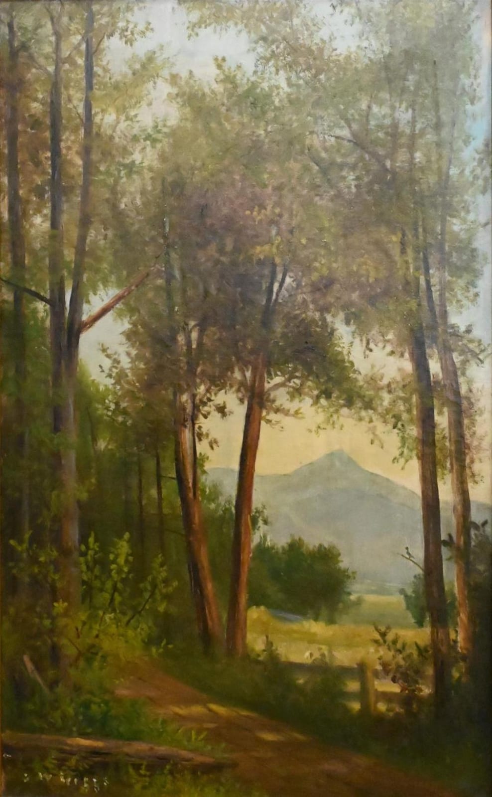 Samuel W. Griggs comparable auction result: samuel w griggs american massachusetts 1827 1898 forest landscape with mountainous background oil on canvas signed lower l