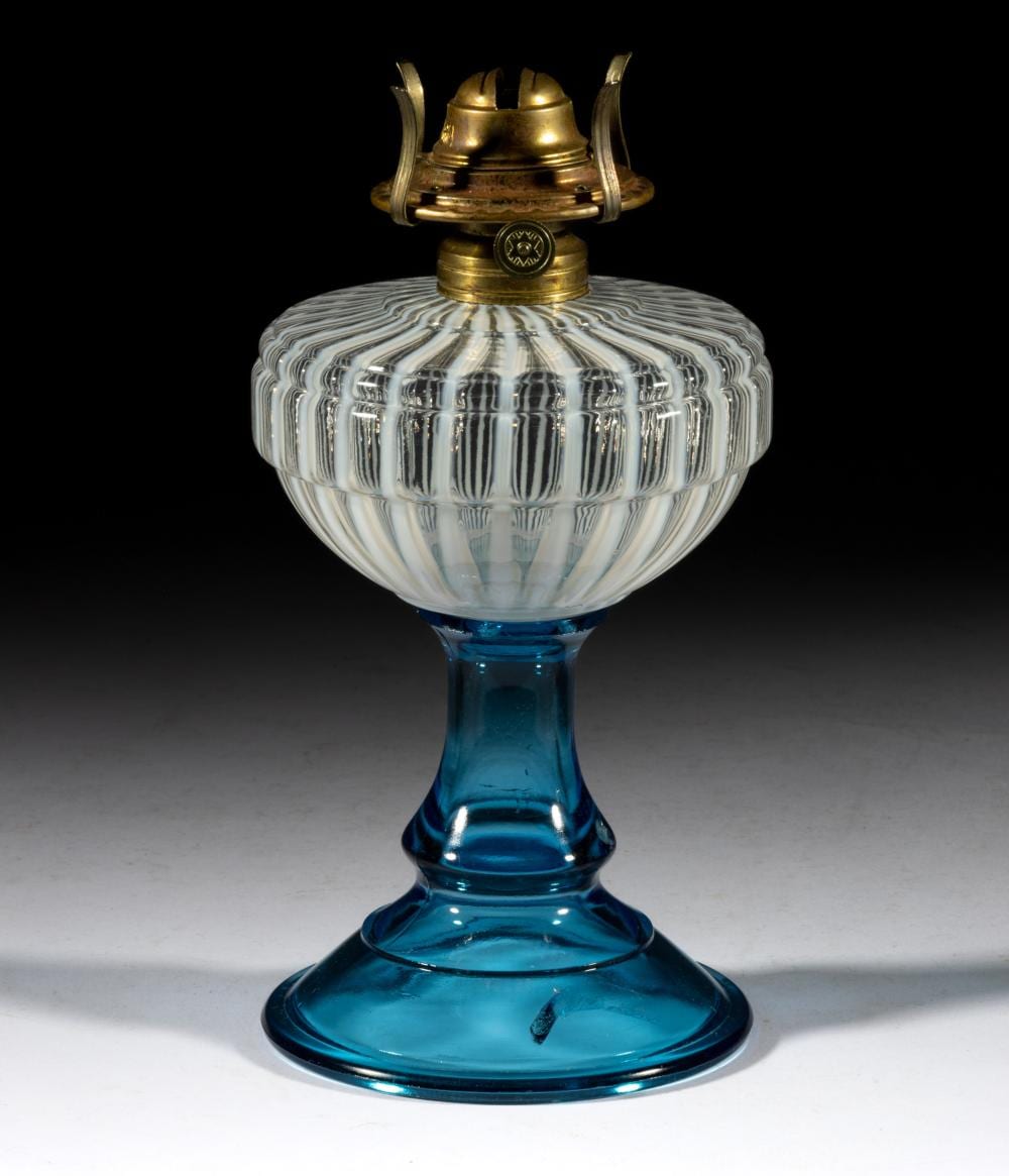 Siegfried Alva comparable auction result: alva stripe kerosene stand lamp