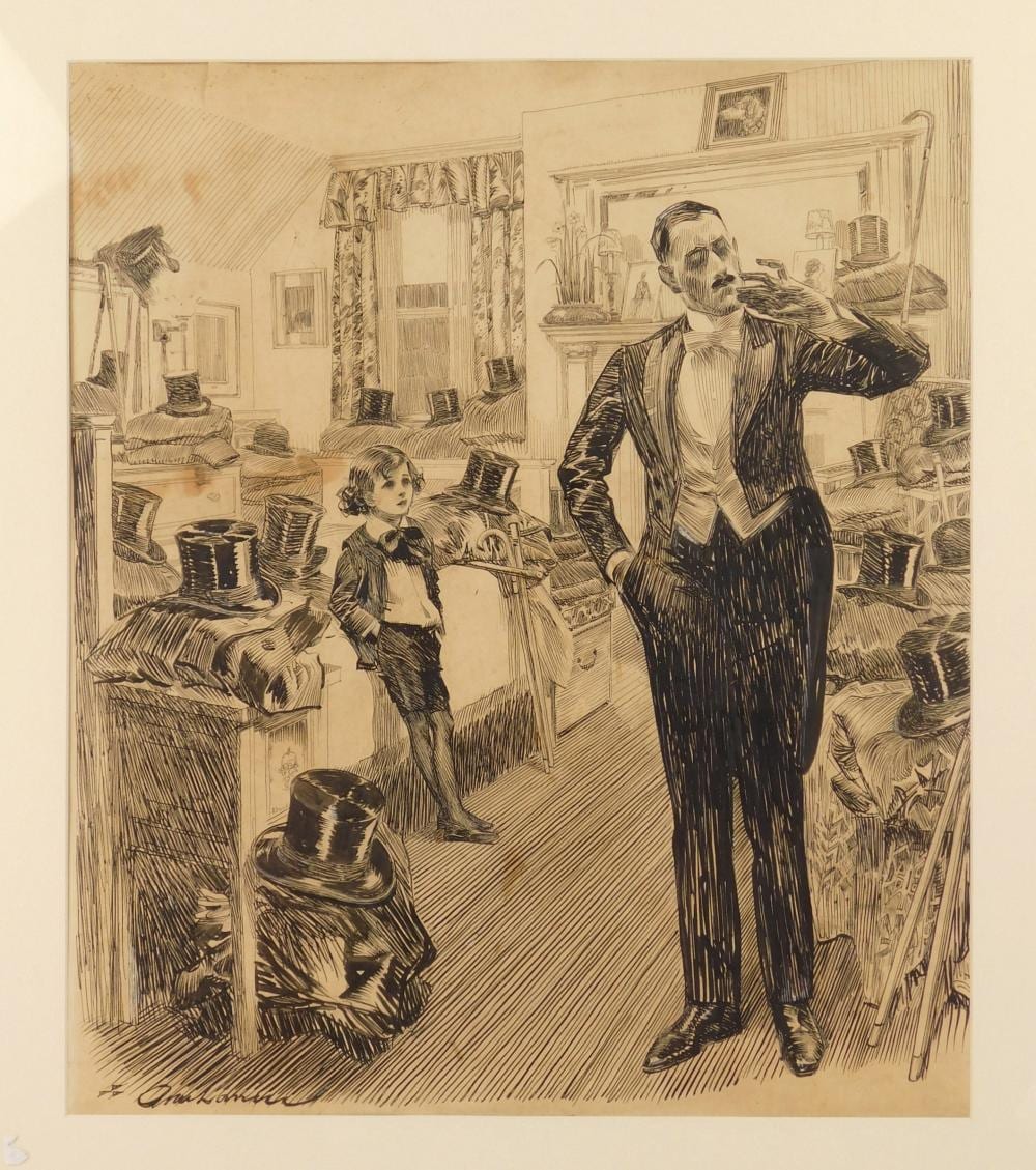 Orson Lowell comparable auction result: orson lowell pen and ink