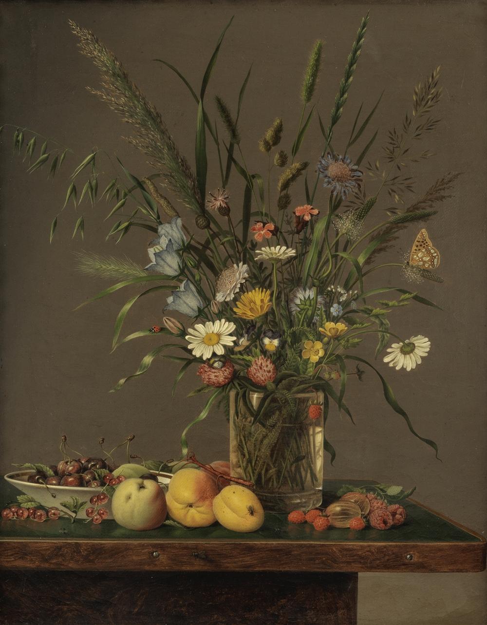 Anton Hartinger comparable auction result: anton hartinger austrian 1806 1890 flowers in a glass vase and an arrangement of fruit