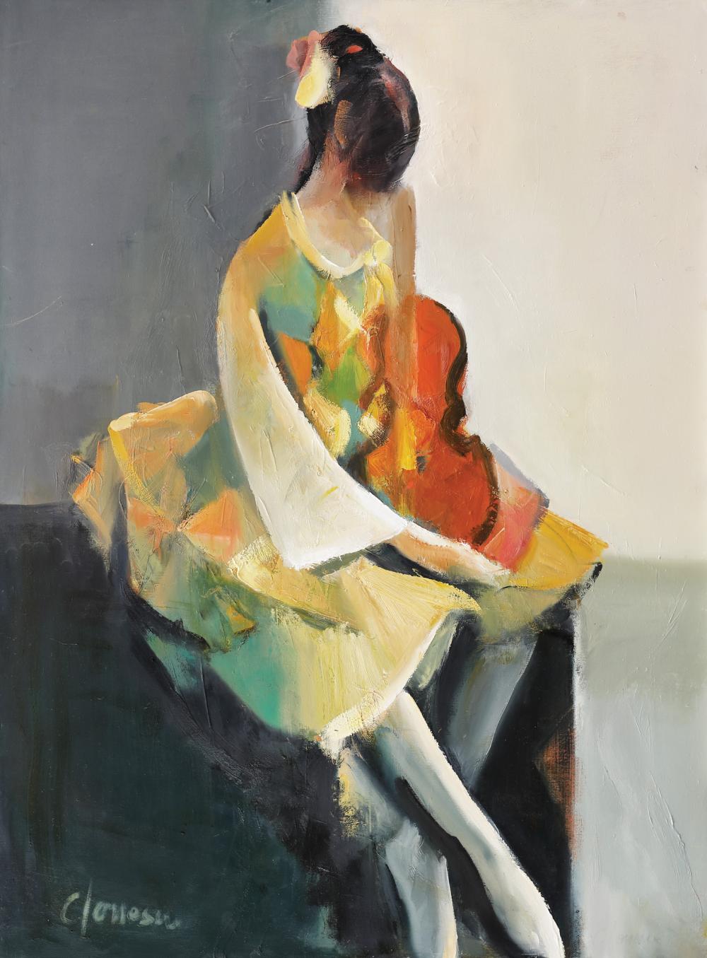 Corneliu Ionescu comparable auction result: corneliu ionescu ballerina in pierrot costume