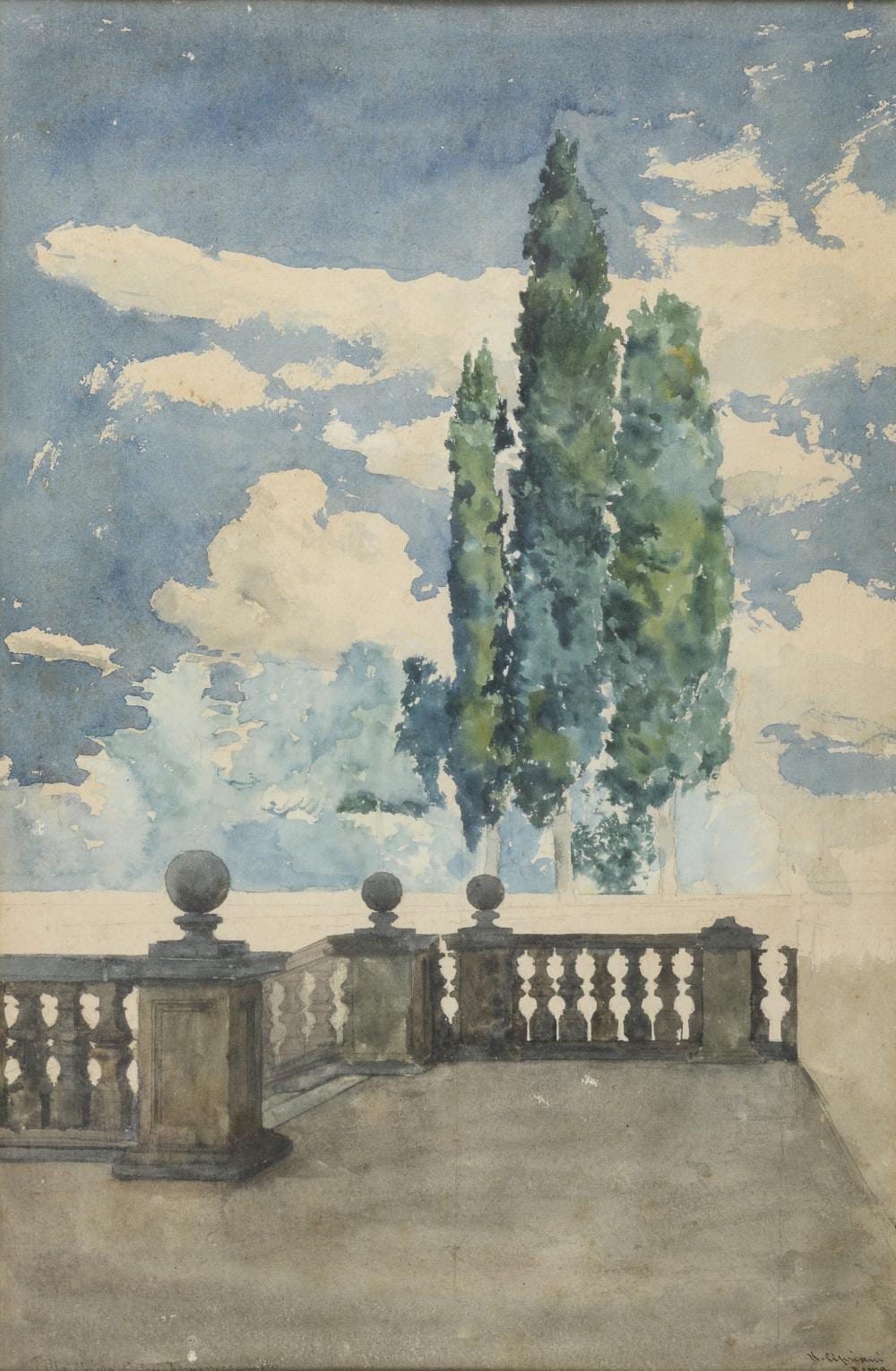 Nazzareno Cipriani comparable auction result: watercolor by nazzareno cipriani