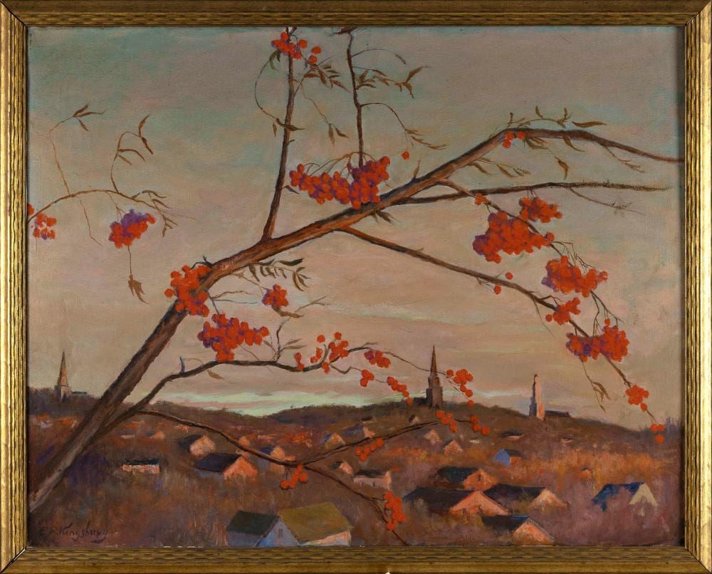 Edward Reynolds Kingsbury comparable auction result: edward reynolds kingsbury massachusetts california 1855 1940 late autumn oil on canvas 27 25 x 34 framed 30 x 36 5