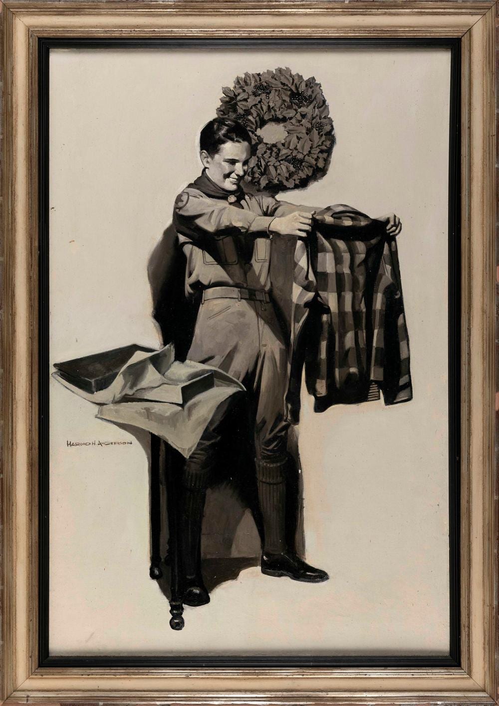 Harold N. Anderson comparable auction result: harold n anderson connecticut massachusetts 1894 1973 original illustration from boys life magazine oil on canvas 34 x 22 framed 39 x 27