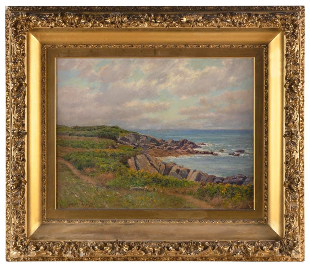 Edmund Elisha Case comparable auction result: edmund elisha case massachusetts connecticut 1844 1919 newport r i ledge rd cliff walk oil on canvas 18 x 24 framed 29 x 35 75