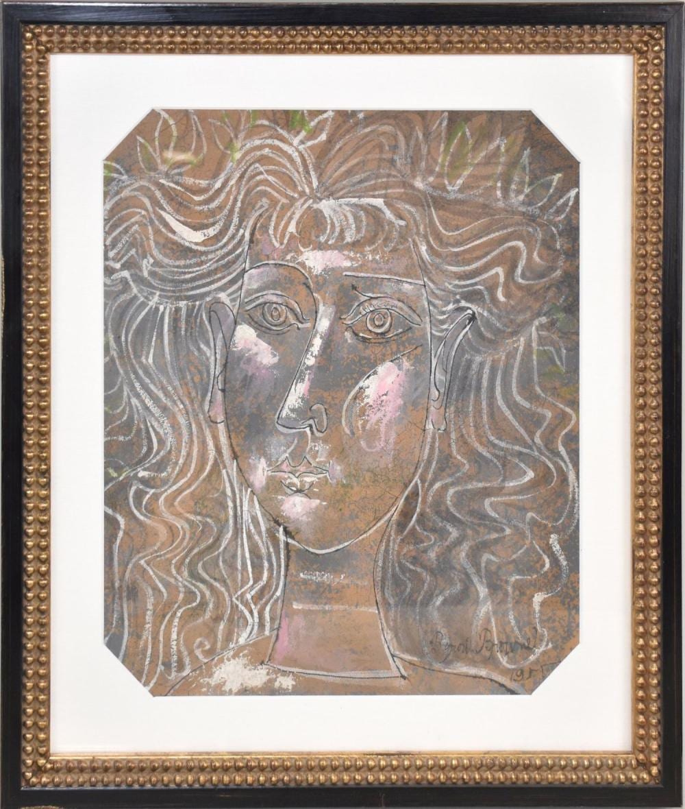 Byron Browne (AMERICAN 1907 to 1961) oil on canvas, still life - signed on reverse with title and dated 1959, Provincetown Cape Cod Mass. canvas size 26" x 20", sold by Bill Hood & Sons Arts & Antiques Auctions, lot 171 — auction record photograph
